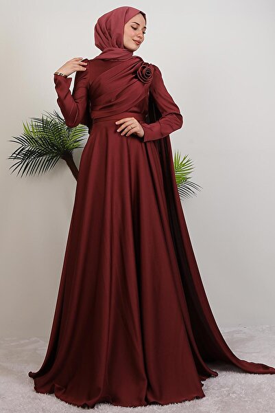 GİYZAMİLA Alaz Saten Gül Abiye Gül Kurusu