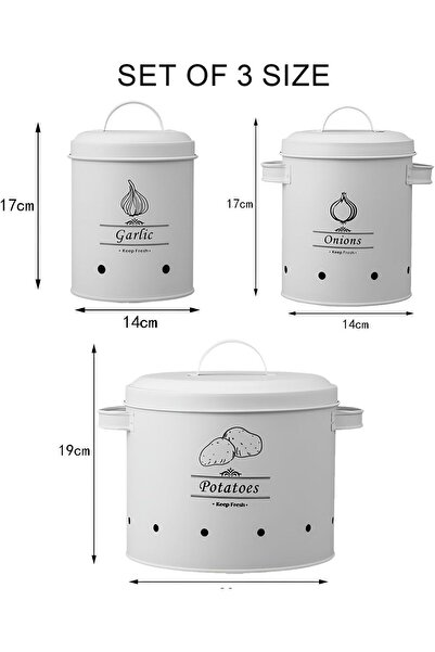 erorex Set 3 Potato Onion Garlic Storage Bins Vegetable Containers Food Containers Kitchen Counter, Potato
