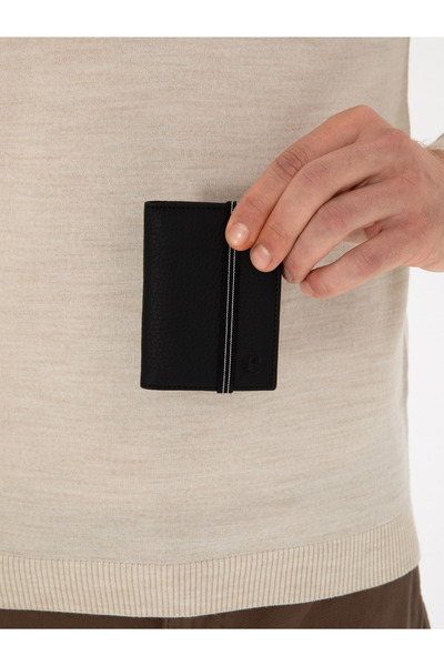 Cacharel حامل بطاقات جلد أسود 100% 50314112-VR046