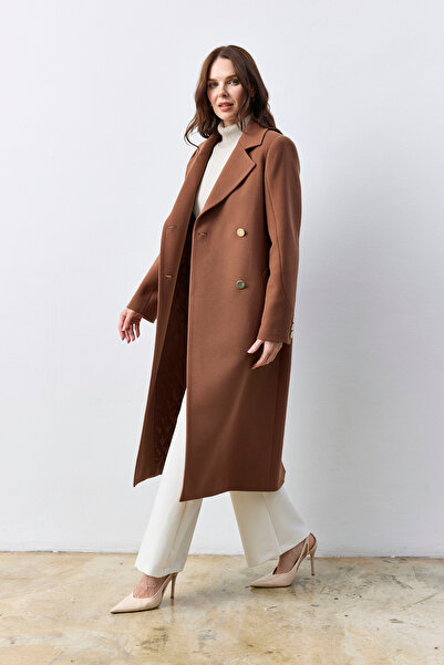 KENT Long Hazelnut Cashmere Coat