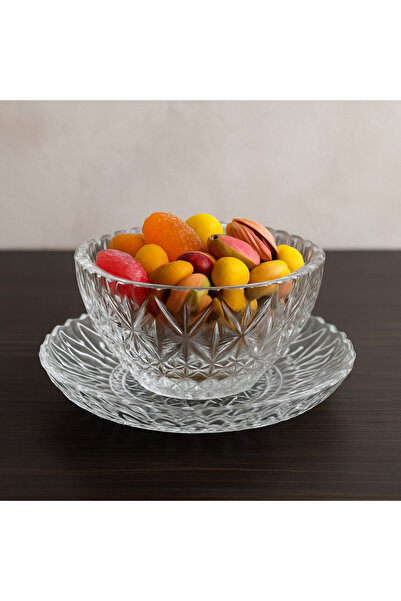 YzHome 6-Person 12-Piece Glass Patterned Snack Bowl Plate
