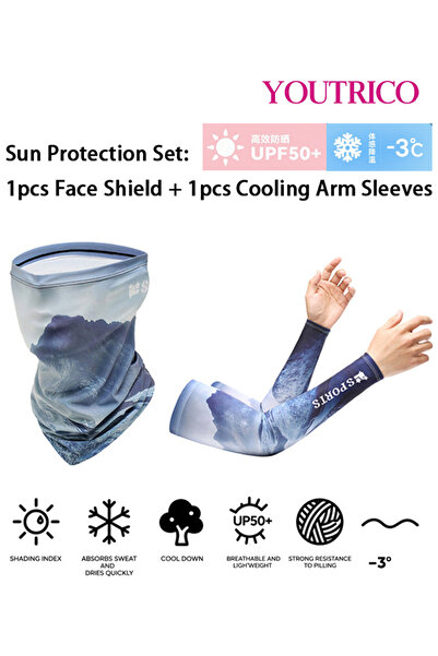 Youtrico 2PCS Ice Silk Gloves+face Mask Set Uv Protection Kit For Driving/cycling SPF50 High Protection