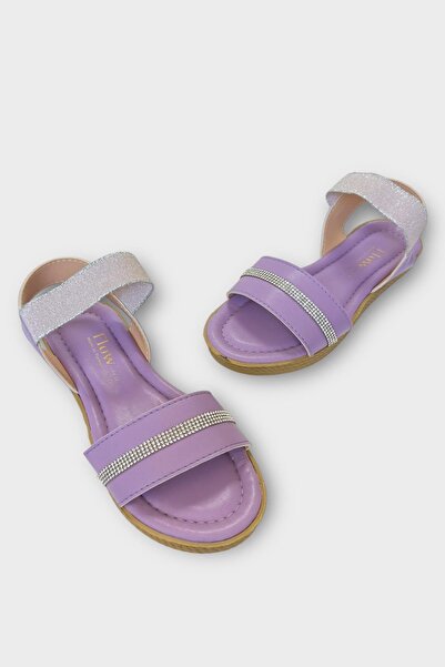 Liger Women's Stone Single Strap Rubber Detailed Sandals Lilac