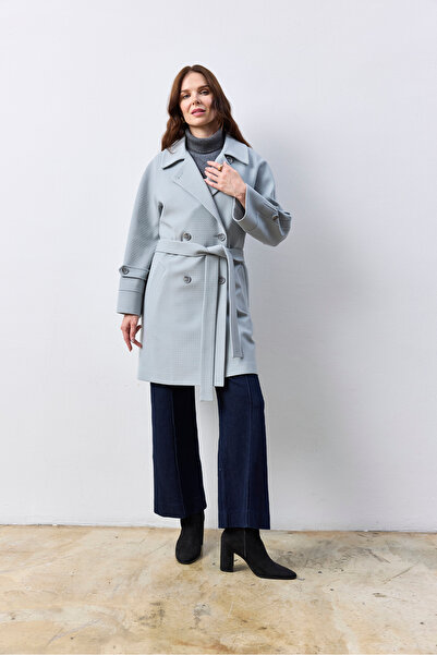 KENT Gray Short Coat with Belt