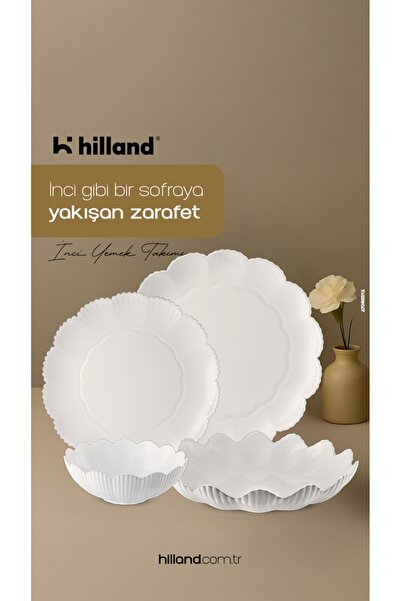 hilland İnci Opal 24 Parça Yemek Takımı 6 Kişilik
