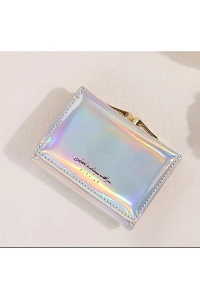 Alaçatı Üç Katlı Modern Şık Gümüş Kadın Cüzdan