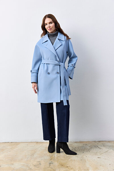 KENT Blue Short Coat with Belt