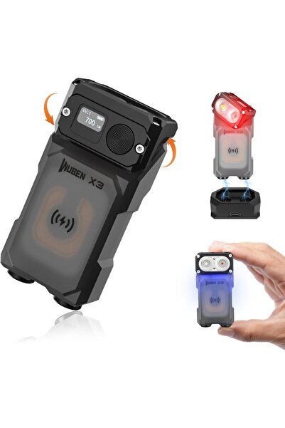 Wuben مصباح يدوي صغير قابل لإعادة الشحن X3 مع قاعدة شحن