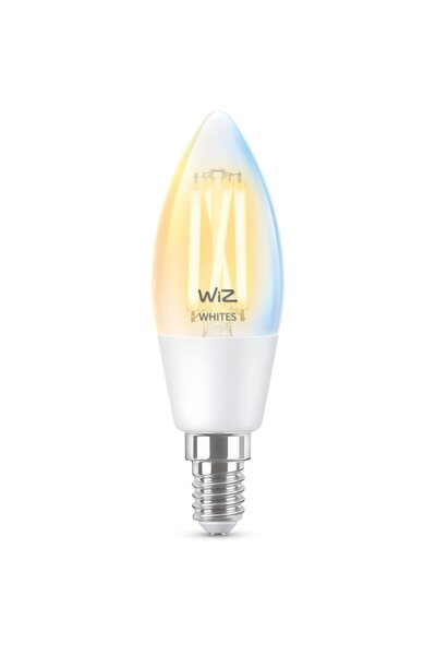 Wiz Smart Wi-Fi BLE Bulb, 40W, White, C35 927 E14Candle LED Bulb with App and Voice Control