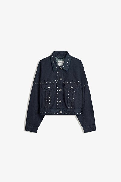 Bershka Cropped denim jacket with studs