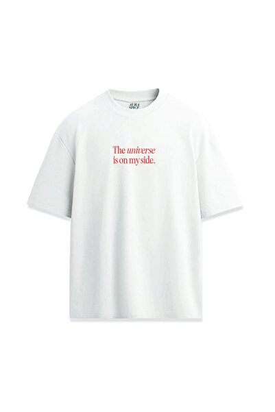 Darkia تي شيرت مريح للجنسين مطبوع عليه تصميم "الكون على جانبي"