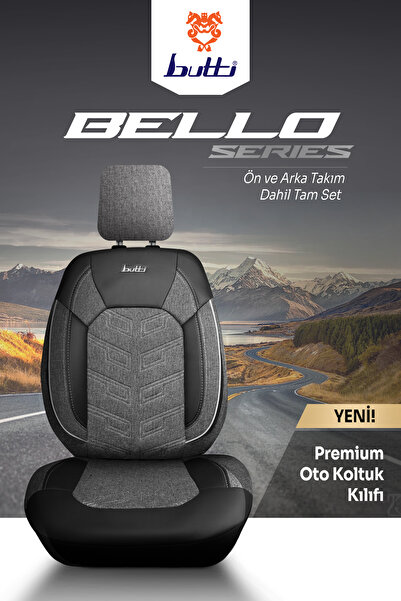 BUTTİ Bello Series Linen Fabric Premium Car Seat Cover |   Full Set with Orthopedic Support, Front and Back