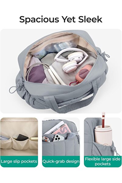 BAGSMART Gym Bag for Women, Travel Duffle with Wet Pocket, Medium-Gray Lilac