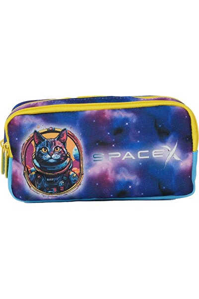 Pippa Set de trei geanți de școală pentru băieți, cu trei compartimente, albastru/galben, pentru școala primară - Pisica astronaut - PPSET5255