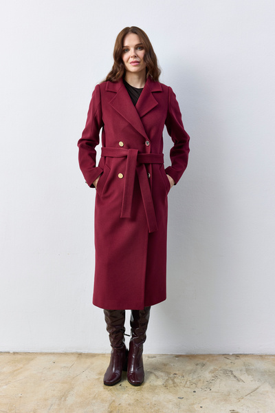 KENT Long Burgundy Cashmere Coat