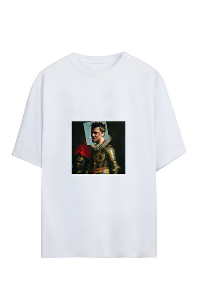 GraffTee تي شيرت براد بيت قطني كبير الحجم للجنسين