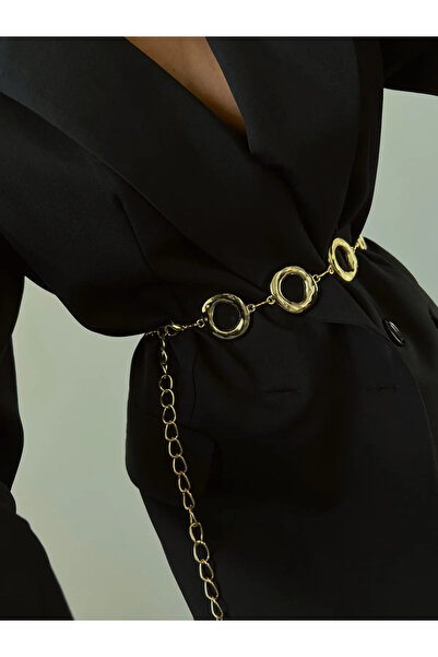 UCCELLO Gold Color Chain Belt with Rings – Women's Accessory