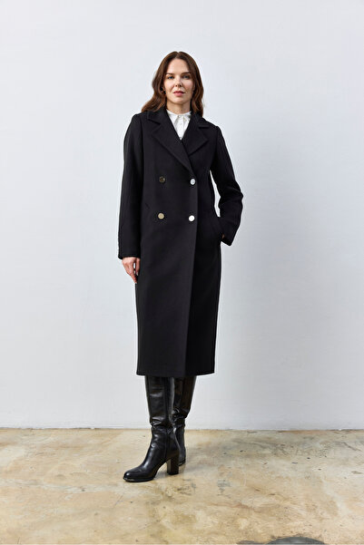 KENT Long Black Stamp Coat