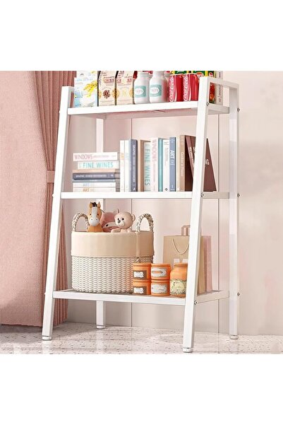 The Living Rectangular White Metal Shelf with 3 Tiers – Multi-Purpose, Height...
