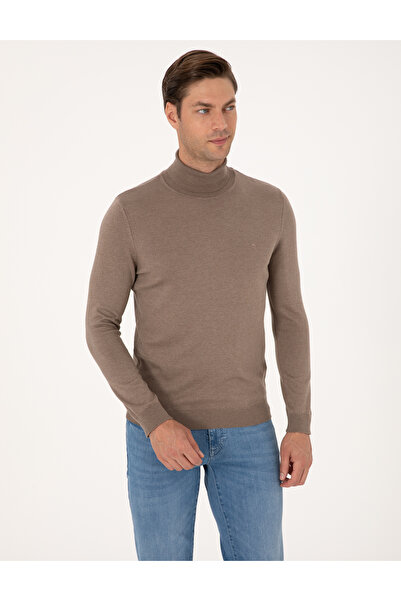 Pierre Cardin Vizon Melanj Slim Fit Balıkçı Yaka Basic Triko Kazak 50314202-VR174