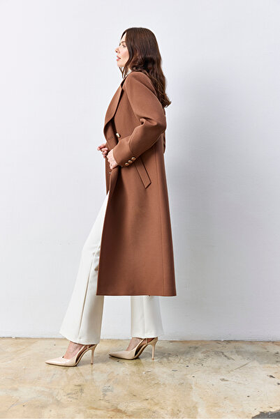 KENT Long Hazelnut Cashmere Coat