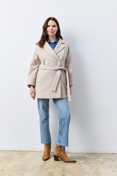 KENT Belted Stone Color Short Coat
