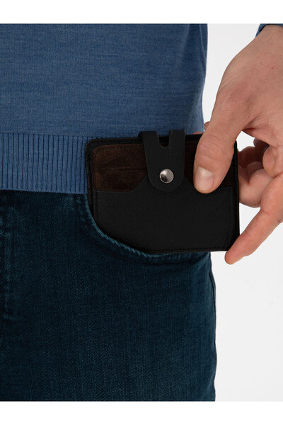 Cacharel حامل بطاقات جلد أسود 100% 50316497-VR046