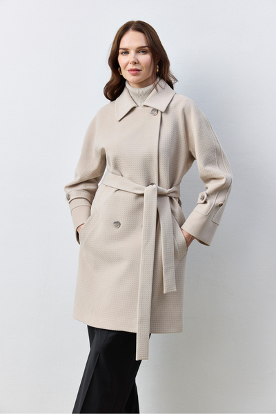 KENT Belted Stone Color Short Coat