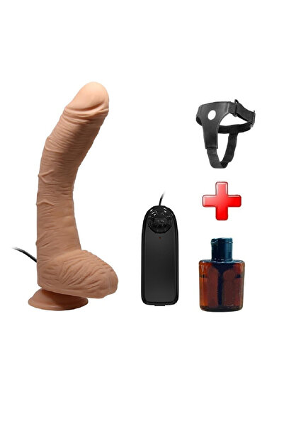 Belden Bağlamalı 28 Cm Titreşimli Gerçekçi Kalın Dildo Peni - Alex