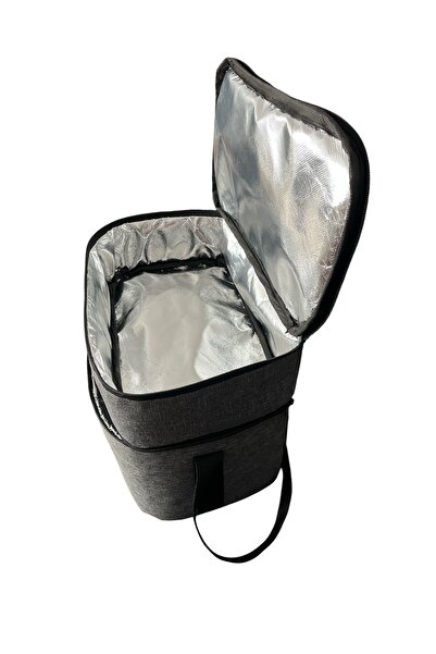 Moserini 22 Lt Two-Layer Thermal Cooler Bag - Insulated Outdoor Camping Picnic Ice Box for Keeping Hot and Cold - Gray