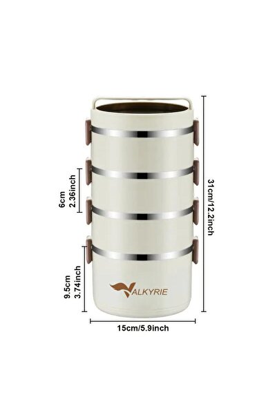 valkyrie 4 Gözlü Çelik Isı Yalıtımlı Çanta Yemek Kabı Seti Çantalı Geniş Kaplar Bento Çantalı