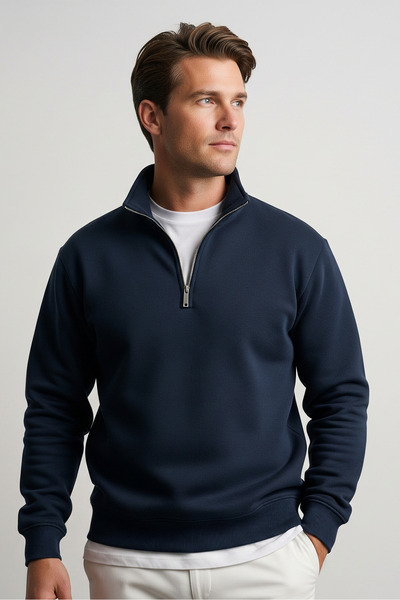 COMBİNE MİCHAİL Чоловічий світшот з напівзастібкою та капюшоном