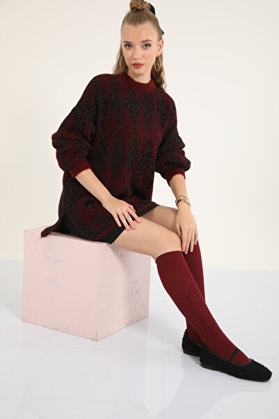 Suede Style 51118 - Stylish Comfortable Silvery Women's Knitwear Long Sweater