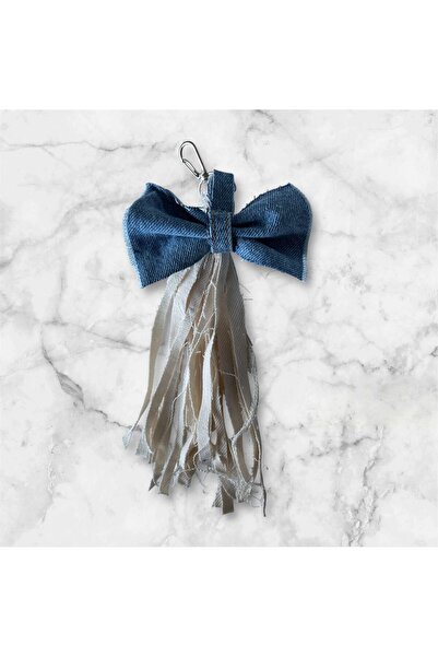Dema Handcrafted Bow Detailed Denim Bag Charm