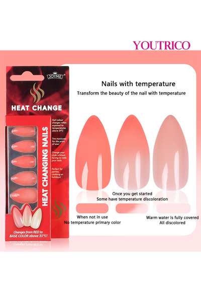 Youtrico 24 قطعة من الأظافر الصناعية المتغيرة درجة الحرارة، تغيير لون الضوء ا...