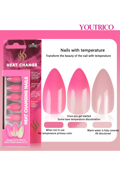 Youtrico 24 قطعة من الأظافر الصناعية المتغيرة درجة الحرارة، تغيير لون الضوء ا...