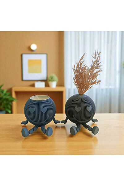 Kaya Hediyelik 2'li Aşk Topları 10 cm x 9 cm Gri Mavi
