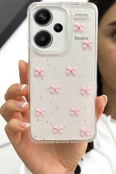 KVK PRİVACY Xiaomi Note 13 Pro Plus 5g Uyumlu Pembe Fiyonk Desenli Şeffaf Yum...