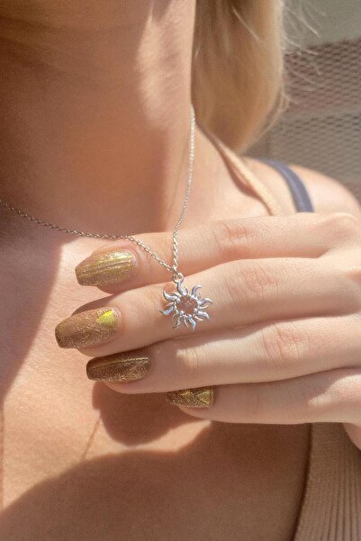 Spossy Silver Jewelry 925 Ayar Gümüş, Silver, Minimal Güneş Kolye