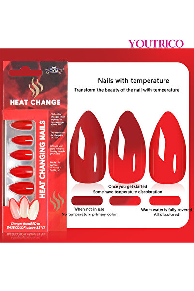 Youtrico 24 قطعة من الأظافر الصناعية المتغيرة درجة الحرارة، تغيير لون الضوء ا...