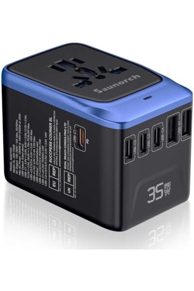 genernic SAUNORCH Universal Travel Adapter, PD 35W 7 in 1 International Power Plug Adapter with 7.0A 4 USB-C