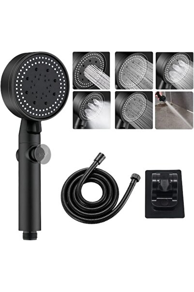 NAN Shower set with stand, Nan, economy function, hose 150 cm, ABS, black