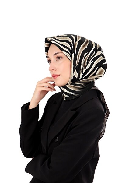 Bursa İpek Stone Zebra Pattern Twill Silk Scarf