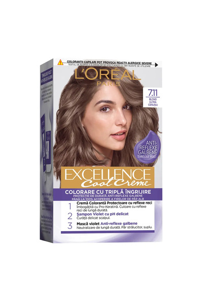 L'oreal Vopsea de par permanenta Paris Excellence Cool Creme 7.11 Ultra Ash Blonde, 192 ml