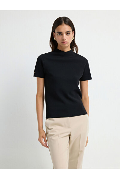 adL Boğazlı Kısa Kol Triko Bluz