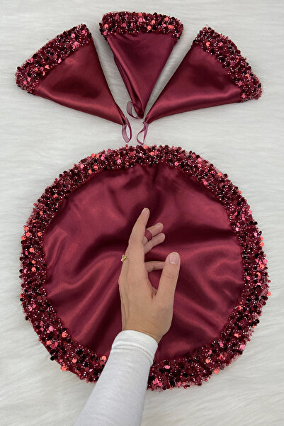 ZEYMERADE منديل العروس والعريس باللون الأحمر، منديل زفاف مزين بتفاصيل لامعة م...