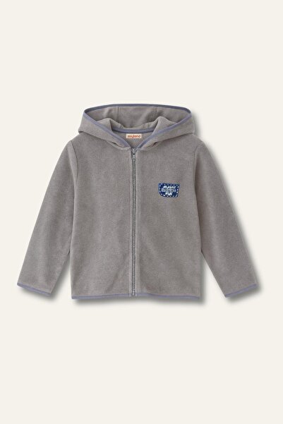 Zeyland Kapşonlu fermuarlı polar ceket - Gri