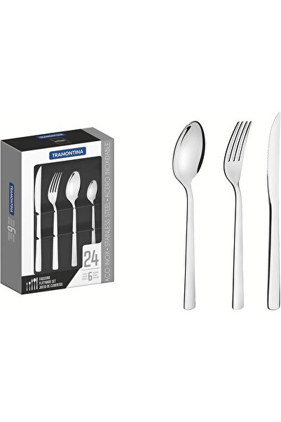 TRAMONTINA 66985004 طقم أدوات مائدة أوسلو من الفولاذ المقاوم للصدأ، 24 قطعة، ...