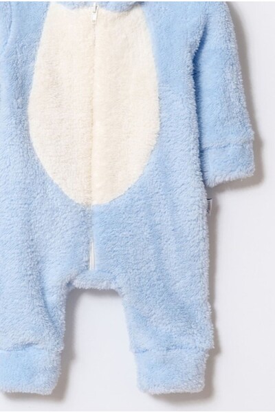 Chicsy Baby Winter Sweet Baby Boy Plush Hooded Zippered Jumpsuit