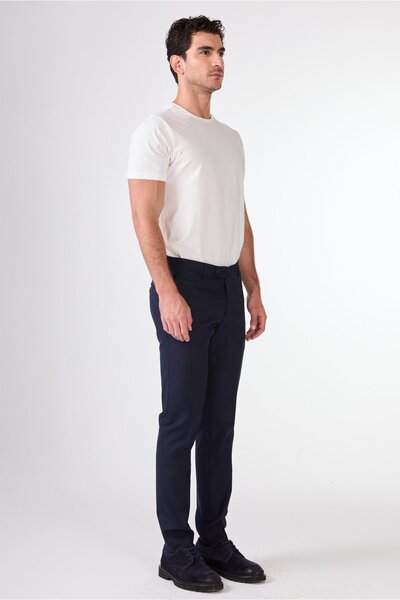Dufy Lacivert Erkek Slim Fit Düz Pantolon